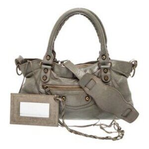 Balenciaga Motorcycle Genuine Leather Fringe Convertible Shoulder Purse Bag Tote